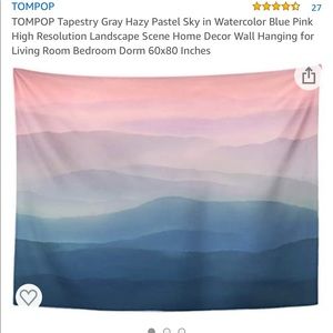 Pink and blue sky wall tapestry big 60x80